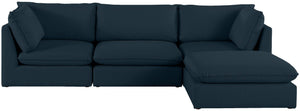Mackenzie Linen Textured Fabric / Engineered Wood / Foam Contemporary Navy Durable Linen Textured Modular Sectional - 120" W x 80" D x 35" H