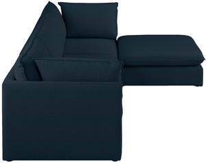 Mackenzie Linen Textured Fabric / Engineered Wood / Foam Contemporary Navy Durable Linen Textured Modular Sectional - 120" W x 80" D x 35" H
