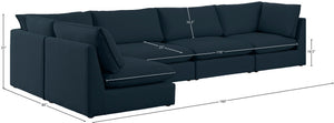 Mackenzie Linen Textured Fabric / Engineered Wood / Foam Contemporary Navy Durable Linen Textured Modular Sectional - 160" W x 80" D x 35" H