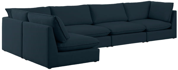 Mackenzie Linen Textured Fabric / Engineered Wood / Foam Contemporary Navy Durable Linen Textured Modular Sectional - 160" W x 80" D x 35" H