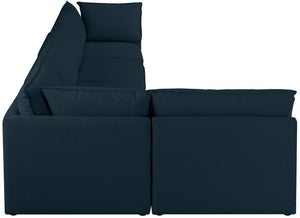 Mackenzie Linen Textured Fabric / Engineered Wood / Foam Contemporary Navy Durable Linen Textured Modular Sectional - 160" W x 80" D x 35" H