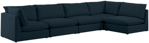 Mackenzie Linen Textured Fabric / Engineered Wood / Foam Contemporary Navy Durable Linen Textured Modular Sectional - 160" W x 80" D x 35" H