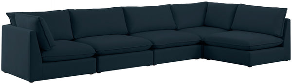 Mackenzie Linen Textured Fabric / Engineered Wood / Foam Contemporary Navy Durable Linen Textured Modular Sectional - 160" W x 80" D x 35" H