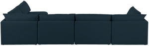 Mackenzie Linen Textured Fabric / Engineered Wood / Foam Contemporary Navy Durable Linen Textured Modular Sectional - 160" W x 80" D x 35" H