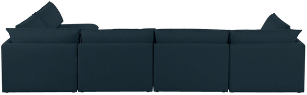 Mackenzie Linen Textured Fabric / Engineered Wood / Foam Contemporary Navy Durable Linen Textured Modular Sectional - 160" W x 80" D x 35" H