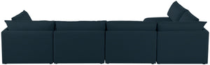 Mackenzie Linen Textured Fabric / Engineered Wood / Foam Contemporary Navy Durable Linen Textured Modular Sectional - 160" W x 80" D x 35" H