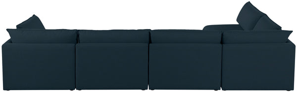 Mackenzie Linen Textured Fabric / Engineered Wood / Foam Contemporary Navy Durable Linen Textured Modular Sectional - 160" W x 80" D x 35" H