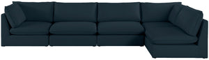 Mackenzie Linen Textured Fabric / Engineered Wood / Foam Contemporary Navy Durable Linen Textured Modular Sectional - 160" W x 80" D x 35" H