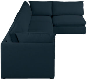 Mackenzie Linen Textured Fabric / Engineered Wood / Foam Contemporary Navy Durable Linen Textured Modular Sectional - 160" W x 80" D x 35" H
