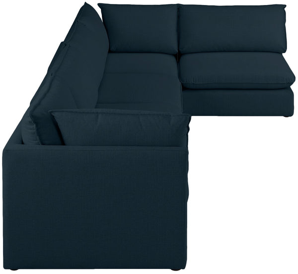 Mackenzie Linen Textured Fabric / Engineered Wood / Foam Contemporary Navy Durable Linen Textured Modular Sectional - 160" W x 80" D x 35" H