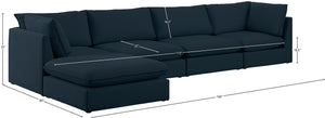 Mackenzie Linen Textured Fabric / Engineered Wood / Foam Contemporary Navy Durable Linen Textured Modular Sectional - 160" W x 80" D x 35" H