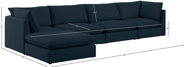 Mackenzie Linen Textured Fabric / Engineered Wood / Foam Contemporary Navy Durable Linen Textured Modular Sectional - 160" W x 80" D x 35" H