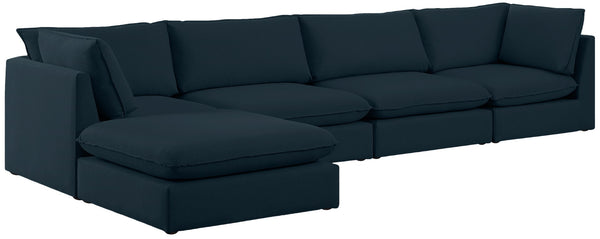 Mackenzie Linen Textured Fabric / Engineered Wood / Foam Contemporary Navy Durable Linen Textured Modular Sectional - 160" W x 80" D x 35" H