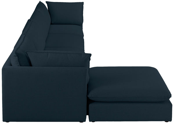 Mackenzie Linen Textured Fabric / Engineered Wood / Foam Contemporary Navy Durable Linen Textured Modular Sectional - 160" W x 80" D x 35" H