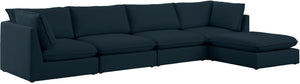 Mackenzie Linen Textured Fabric / Engineered Wood / Foam Contemporary Navy Durable Linen Textured Modular Sectional - 160" W x 80" D x 35" H