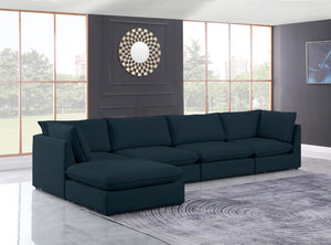 Mackenzie Linen Textured Fabric / Engineered Wood / Foam Contemporary Navy Durable Linen Textured Modular Sectional - 160" W x 80" D x 35" H