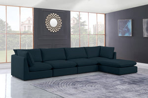 Mackenzie Linen Textured Fabric / Engineered Wood / Foam Contemporary Navy Durable Linen Textured Modular Sectional - 160" W x 80" D x 35" H