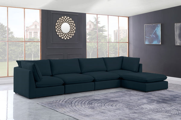 Mackenzie Linen Textured Fabric / Engineered Wood / Foam Contemporary Navy Durable Linen Textured Modular Sectional - 160" W x 80" D x 35" H
