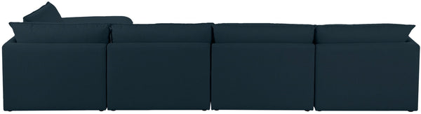 Mackenzie Linen Textured Fabric / Engineered Wood / Foam Contemporary Navy Durable Linen Textured Modular Sectional - 160" W x 80" D x 35" H