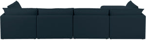 Mackenzie Linen Textured Fabric / Engineered Wood / Foam Contemporary Navy Durable Linen Textured Modular Sectional - 160" W x 80" D x 35" H
