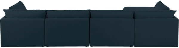 Mackenzie Linen Textured Fabric / Engineered Wood / Foam Contemporary Navy Durable Linen Textured Modular Sectional - 160" W x 80" D x 35" H