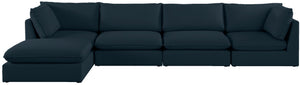 Mackenzie Linen Textured Fabric / Engineered Wood / Foam Contemporary Navy Durable Linen Textured Modular Sectional - 160" W x 80" D x 35" H