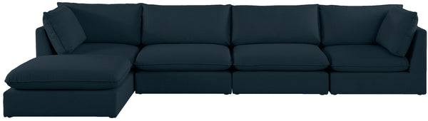Mackenzie Linen Textured Fabric / Engineered Wood / Foam Contemporary Navy Durable Linen Textured Modular Sectional - 160" W x 80" D x 35" H
