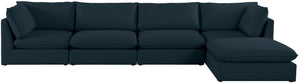 Mackenzie Linen Textured Fabric / Engineered Wood / Foam Contemporary Navy Durable Linen Textured Modular Sectional - 160" W x 80" D x 35" H