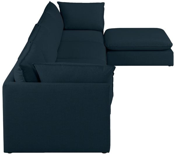 Mackenzie Linen Textured Fabric / Engineered Wood / Foam Contemporary Navy Durable Linen Textured Modular Sectional - 160" W x 80" D x 35" H
