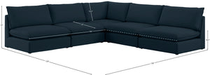 Mackenzie Linen Textured Fabric / Engineered Wood / Foam Contemporary Navy Durable Linen Textured Modular Sectional - 120" W x 120" D x 35" H