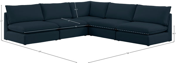 Mackenzie Linen Textured Fabric / Engineered Wood / Foam Contemporary Navy Durable Linen Textured Modular Sectional - 120" W x 120" D x 35" H