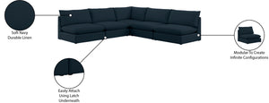 Mackenzie Linen Textured Fabric / Engineered Wood / Foam Contemporary Navy Durable Linen Textured Modular Sectional - 120" W x 120" D x 35" H