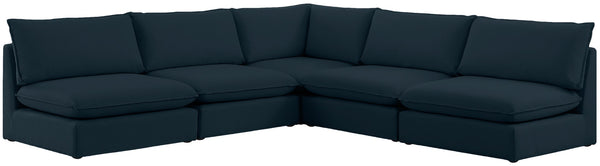 Mackenzie Linen Textured Fabric / Engineered Wood / Foam Contemporary Navy Durable Linen Textured Modular Sectional - 120" W x 120" D x 35" H
