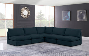 Mackenzie Linen Textured Fabric / Engineered Wood / Foam Contemporary Navy Durable Linen Textured Modular Sectional - 120" W x 120" D x 35" H