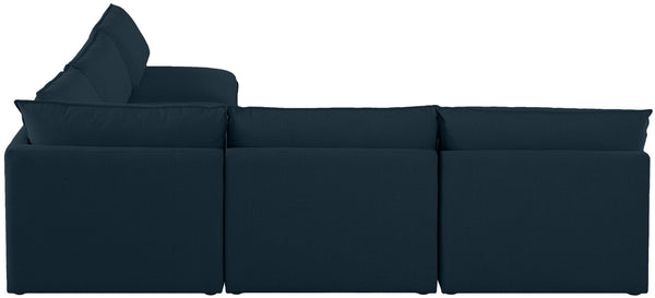 Mackenzie Linen Textured Fabric / Engineered Wood / Foam Contemporary Navy Durable Linen Textured Modular Sectional - 120" W x 120" D x 35" H