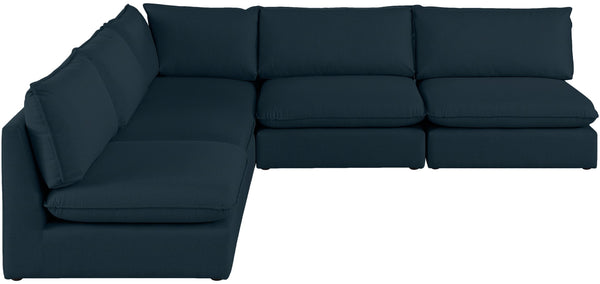 Mackenzie Linen Textured Fabric / Engineered Wood / Foam Contemporary Navy Durable Linen Textured Modular Sectional - 120" W x 120" D x 35" H