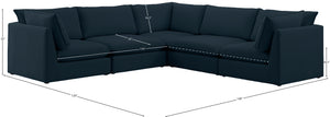 Mackenzie Linen Textured Fabric / Engineered Wood / Foam Contemporary Navy Durable Linen Textured Modular Sectional - 120" W x 120" D x 35" H