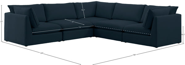 Mackenzie Linen Textured Fabric / Engineered Wood / Foam Contemporary Navy Durable Linen Textured Modular Sectional - 120" W x 120" D x 35" H