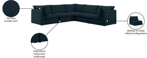 Mackenzie Linen Textured Fabric / Engineered Wood / Foam Contemporary Navy Durable Linen Textured Modular Sectional - 120" W x 120" D x 35" H
