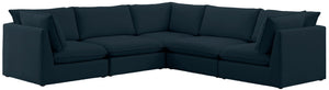 Mackenzie Linen Textured Fabric / Engineered Wood / Foam Contemporary Navy Durable Linen Textured Modular Sectional - 120" W x 120" D x 35" H