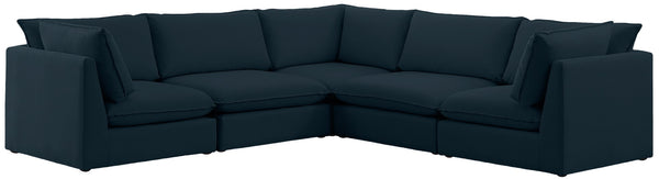 Mackenzie Linen Textured Fabric / Engineered Wood / Foam Contemporary Navy Durable Linen Textured Modular Sectional - 120" W x 120" D x 35" H