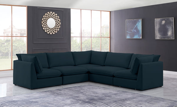 Mackenzie Linen Textured Fabric / Engineered Wood / Foam Contemporary Navy Durable Linen Textured Modular Sectional - 120" W x 120" D x 35" H