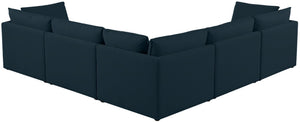 Mackenzie Linen Textured Fabric / Engineered Wood / Foam Contemporary Navy Durable Linen Textured Modular Sectional - 120" W x 120" D x 35" H