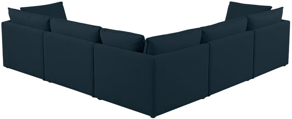Mackenzie Linen Textured Fabric / Engineered Wood / Foam Contemporary Navy Durable Linen Textured Modular Sectional - 120" W x 120" D x 35" H