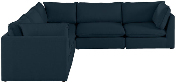 Mackenzie Linen Textured Fabric / Engineered Wood / Foam Contemporary Navy Durable Linen Textured Modular Sectional - 120" W x 120" D x 35" H