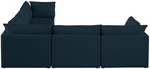 Mackenzie Linen Textured Fabric / Engineered Wood / Foam Contemporary Navy Durable Linen Textured Modular Sectional - 120" W x 120" D x 35" H