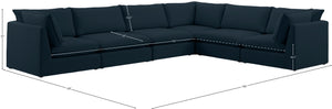 Mackenzie Linen Textured Fabric / Engineered Wood / Foam Contemporary Navy Durable Linen Textured Modular Sectional - 160" W x 120" D x 35" H
