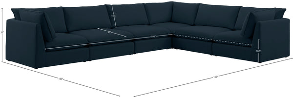 Mackenzie Linen Textured Fabric / Engineered Wood / Foam Contemporary Navy Durable Linen Textured Modular Sectional - 160" W x 120" D x 35" H