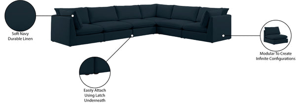Mackenzie Linen Textured Fabric / Engineered Wood / Foam Contemporary Navy Durable Linen Textured Modular Sectional - 160" W x 120" D x 35" H