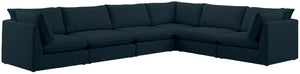 Mackenzie Linen Textured Fabric / Engineered Wood / Foam Contemporary Navy Durable Linen Textured Modular Sectional - 160" W x 120" D x 35" H